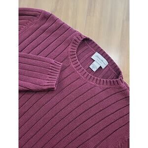 VTG Eddie Bauer Cable Knit Sweater XL Burgundy Heritage